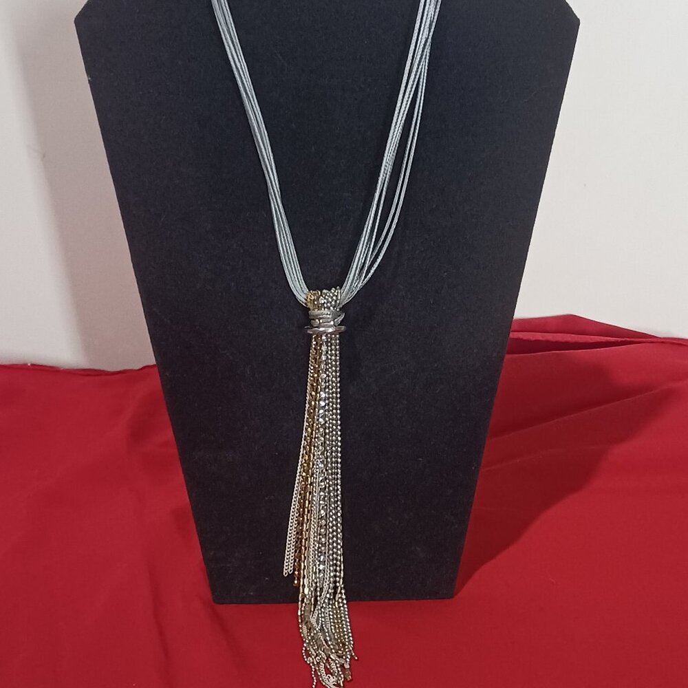 Chico's Silver and Gold Tone Tassel Necklace